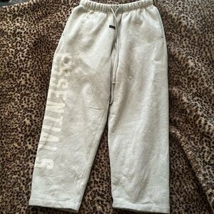mens fear of God essentials authentic fleece baggy wideleg sweatpant